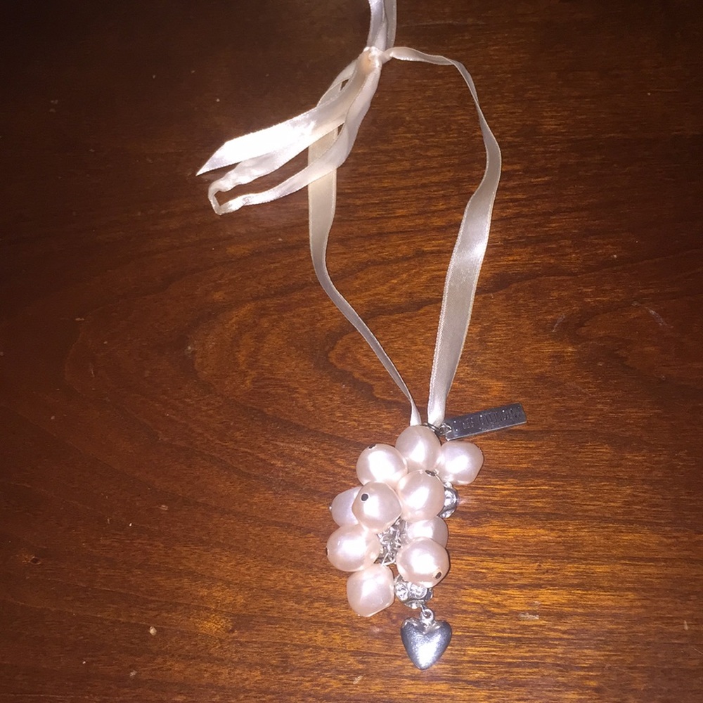 Pink satin chocker with pink pearl pendant